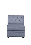 Traditional Style Velvet Modular Armless Chair with Tufting, Gray