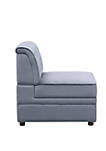 Traditional Style Velvet Modular Armless Chair with Tufting, Gray