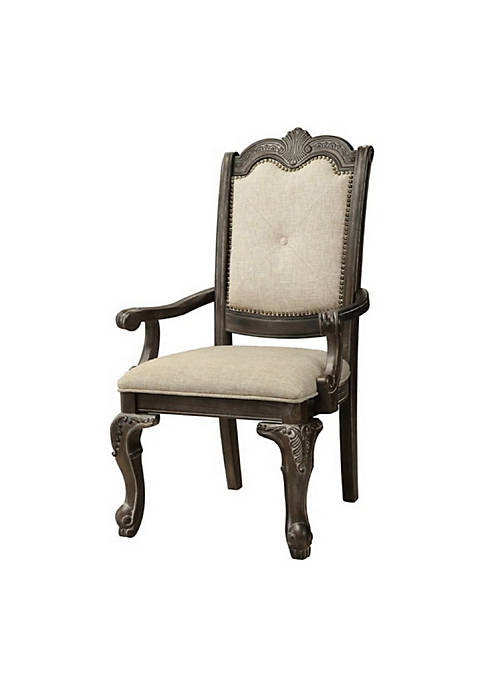 Duna Range Button Tufted Fabric Seat Traditional Armchair,