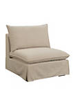 Fabric Upholstered Armless Chair With Padded Cushions In Beige