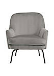 Fabric Accent Chair with Sleek Flared Track Arms and Metal Legs, Gray