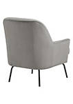 Fabric Accent Chair with Sleek Flared Track Arms and Metal Legs, Gray