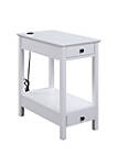 Wooden Frame Side Table with 2 Drawers and 1 Bottom Shelf, White