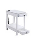 Wooden Frame Side Table with 2 Drawers and 1 Bottom Shelf, White