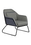 Fabric Accent Chair with Angled Sled Base and 1 Pillow, Gray