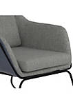 Fabric Accent Chair with Angled Sled Base and 1 Pillow, Gray