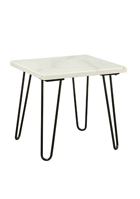 Duna Range Marble Top End Table with Hairpin