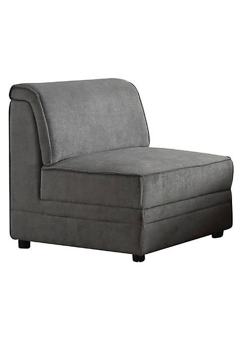 Duna Range Bois Armless Chair (Reversible), Gray Velvet