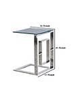 22 Inch Metal Box Frame Glass Top Side Table, Silver