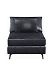Fabric Armless Chair with 1 Accent Pillow and Metal Legs, Charcoal Gray