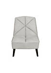 17 Inch Padded Fabric Armchair with Wood Legs, Light Gray