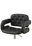 Chair Style Barstool With Tufted Seat And Back Black And Silver
