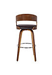 26 Inch Swivel Faux Leather Counter Height Barstool with Open Back, Brown