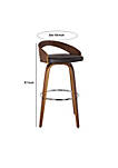 26 Inch Swivel Faux Leather Counter Height Barstool with Open Back, Brown