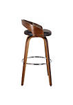 26 Inch Faux Leather Swivel Counter Height Barstool with Open Back, Brown