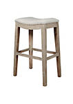 Elevated Upholstered Barstool, Stone Wash Brown