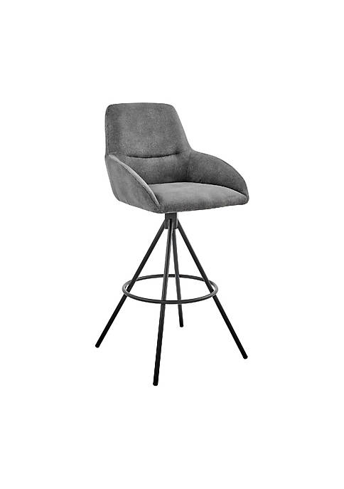 26 Inch Foam Cushioned Counter Height Bar Stool, Black and Charcoal