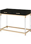 Metal Base Framed Console Table, Black and Gold