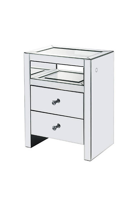 Duna Range 2 Drawer Beveled Mirrored Accent Table