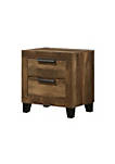 Nightstand with 2 Drawers and Plank Style, Rustic Oak Brown