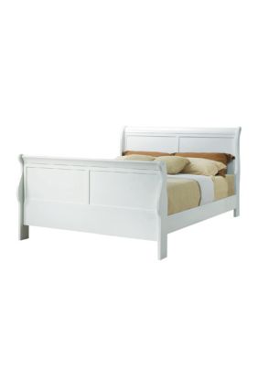 Duna Range Classy Transitional Style Queen Size Sleigh Bed, White
