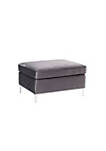 Ottoman with Velvet Upholstery and Metal Legs, Gray