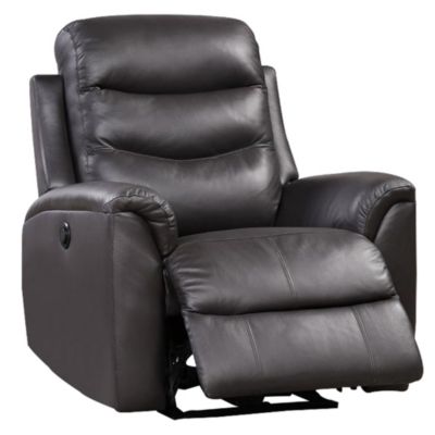 Duna Range Leatherette Power Recliner With Tufted Back, Brown
