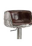 Comfy Adjustable Stool with Swivel, Vintage Brown & Silver