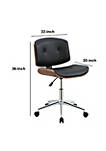 Metal & Wooden Office Armless Chair, Black & Walnut Brown