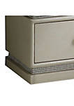 Accent Table with 2 Drawers and Faux Leather Wrapping, Cream