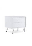 Contemporary 2 Drawers Wood Nightstand By Deoss, White