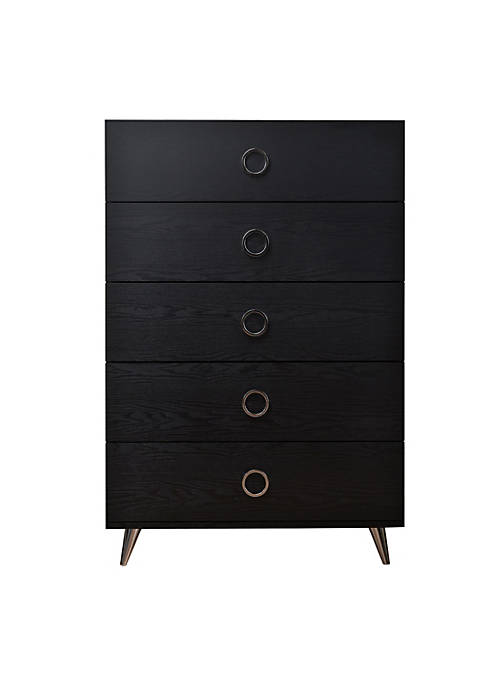 Duna Range Five Drawers Wooden Chest In Contemporary