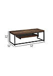 Wood And Metal TV Stand With One Shelf, Weathered Oak Brown And Black