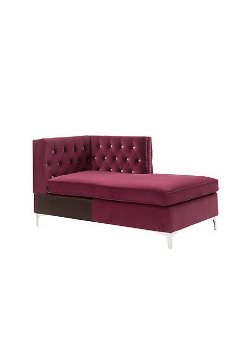 Duna Range Chaise with Velvet Upholstery and Metal