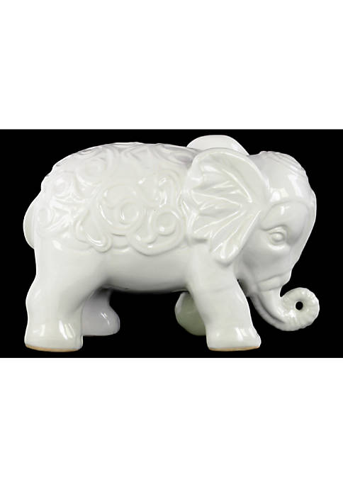 Duna Range Standing Elephant Figurine with Embossed Swirl