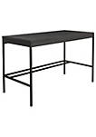 Wood and Metal Frame Office Desk with Grain Details, Gray and Black