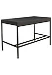 Wood and Metal Frame Office Desk with Grain Details, Gray and Black