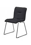 Fabric Tufted Metal Dining Chair with Sled Legs Support, Set of 2,Dark Gray