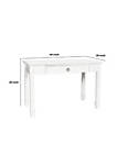 Single Drawer Wooden Desk with Metal Ring Pull and Tapered Legs, White