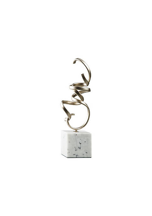 Duna Range Twisted Scrolled Metal Sculpture with Marble