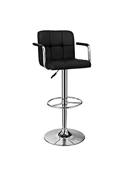 Duna Range Black and Chrome Quilted Barstool