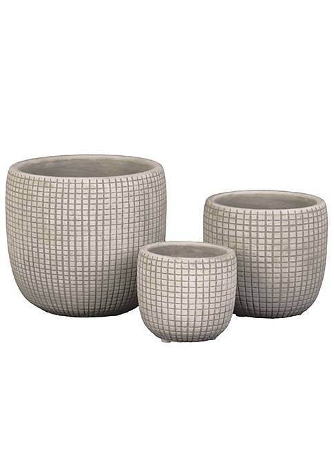 Duna Range Round Cement Pot with Textured Square