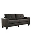 Fabric Upholstered Sofa with Track Arms and Nailhead Trim, Dark Gray