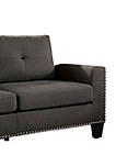 Fabric Upholstered Sofa with Track Arms and Nailhead Trim, Dark Gray
