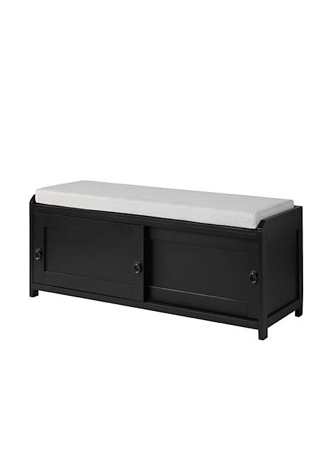 Bench with 2 Sliding Cabinets and Ring Pulls, Black