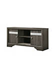 TV Stand with 2 Doors and Faux Stone Inlays, Gray
