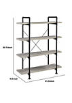 56 Inch 4 Tier Metal and Wooden Bookcase, Black and Gray