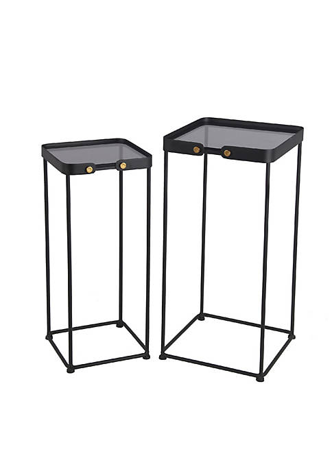 Duna Range Accent Table with Smoked Glass Top,