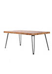 42 Inch Metal and Wood Cocktail Table, Brown and Black