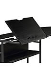L Shape Desk with Tiltable Top and Metal Frame, Black